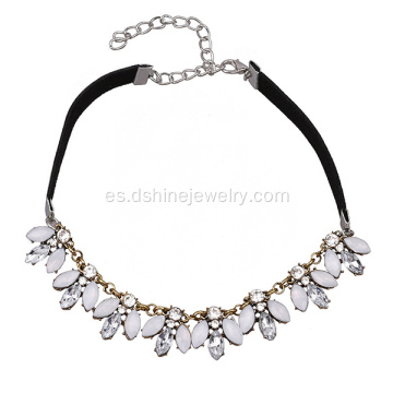 Collar de mujer de terciopelo negro gargantilla flor colgante de cristal